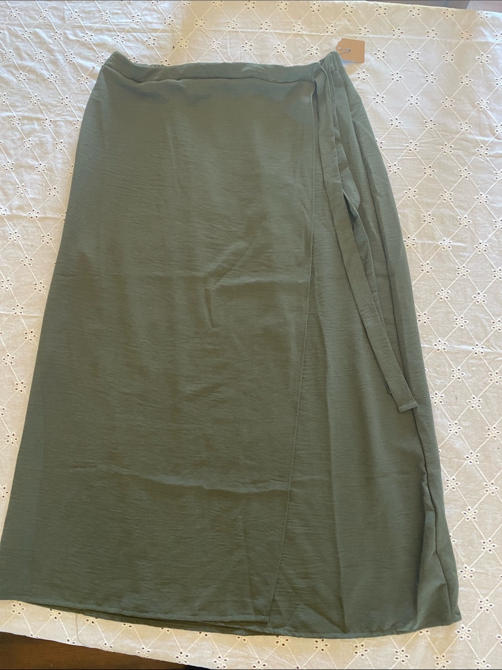white birch Olive Green Midi Wrap Skirt